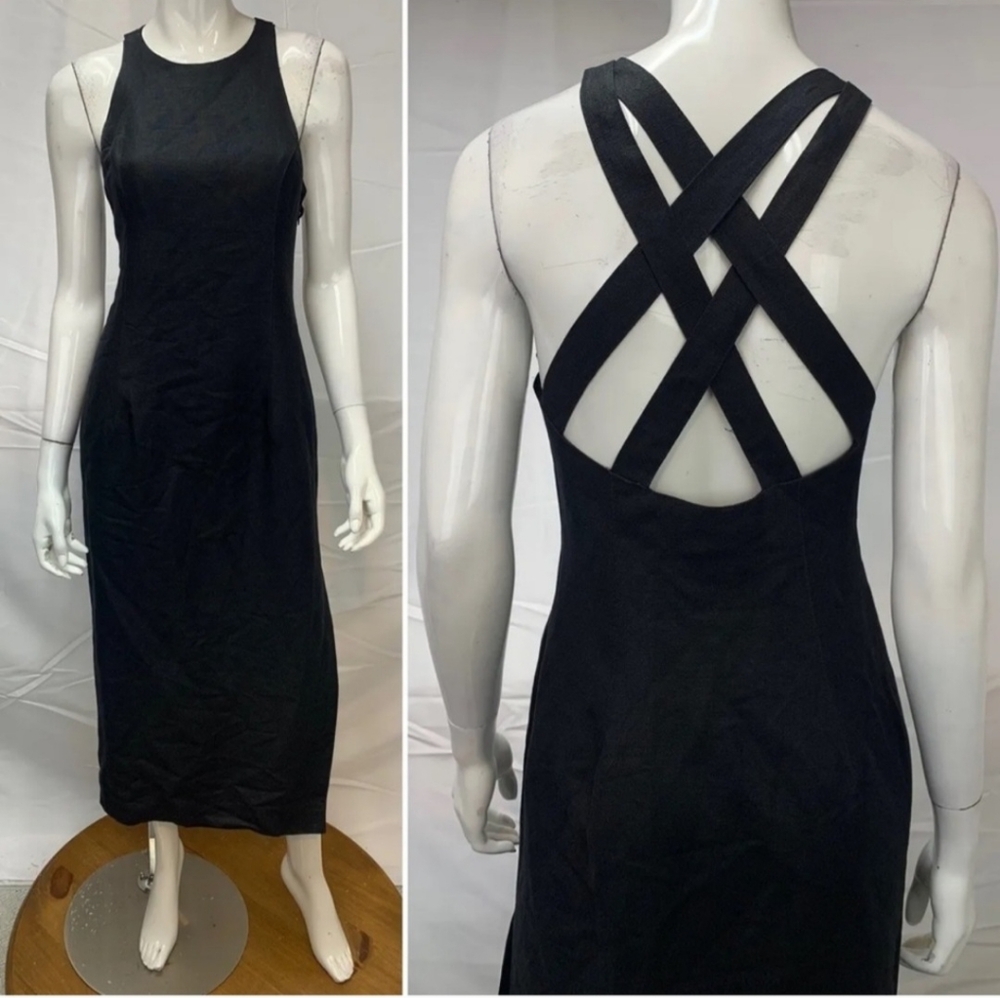 Classic Black Maxi Dress with Cross-Back Straps